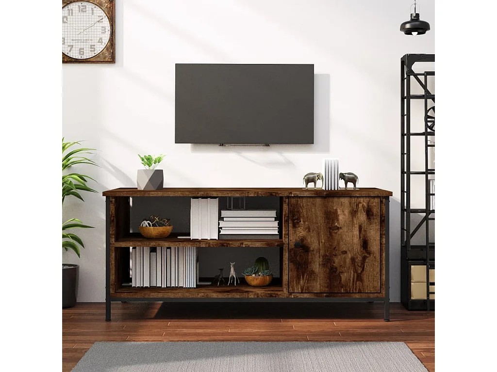 Tv-meubel | Tv-Bank | TV-kast100x40x45 cm bewerkt hout gerookt eikenkleurig