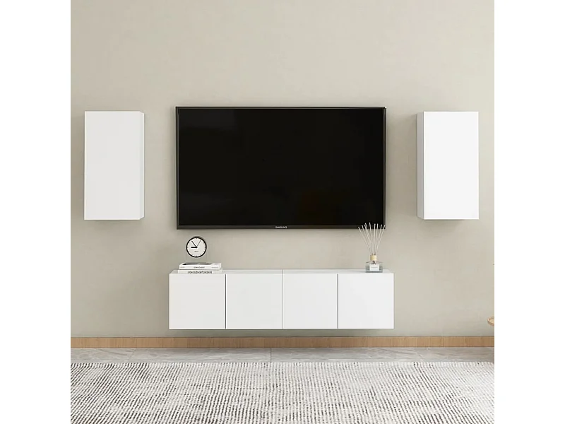 4 pcs conjunto de móveis de TV contraplacado branco PT752017