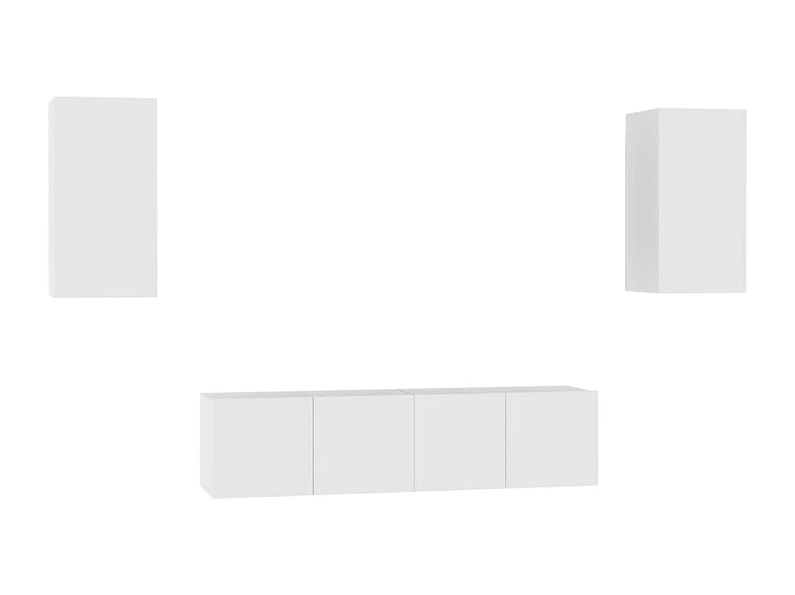 4 pcs conjunto de móveis de TV contraplacado branco PT752017