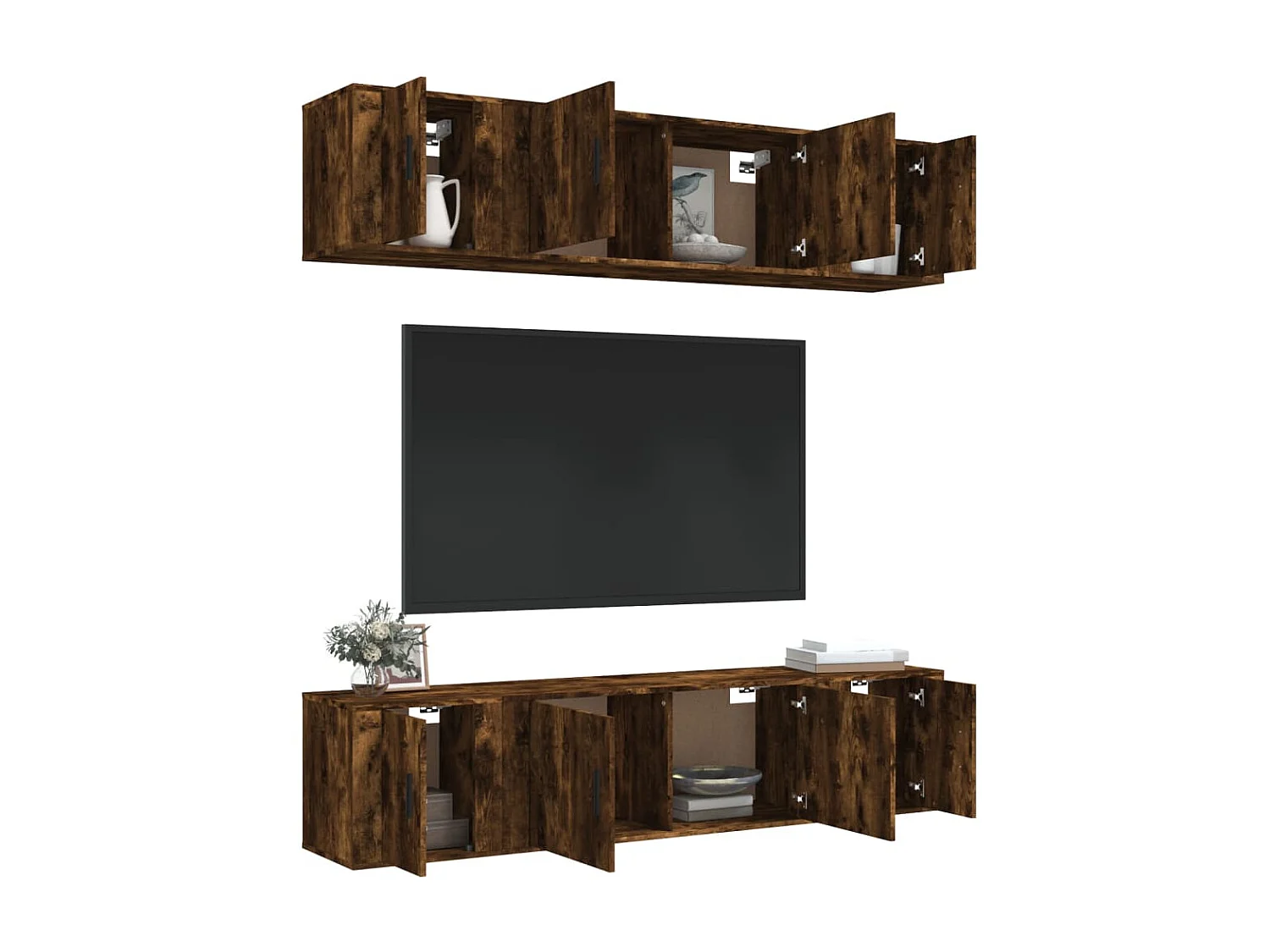 Ensemble de meubles TV 6 pcs Chêne fumé Bois d'ingénierie BE15671