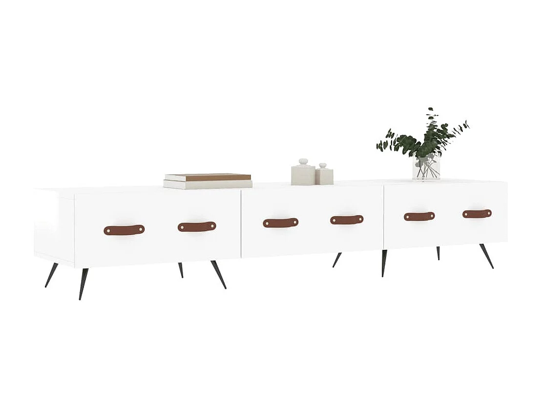 Tv-meubel 150x36x30 cm bewerkt hout hoogglans wit NL504453