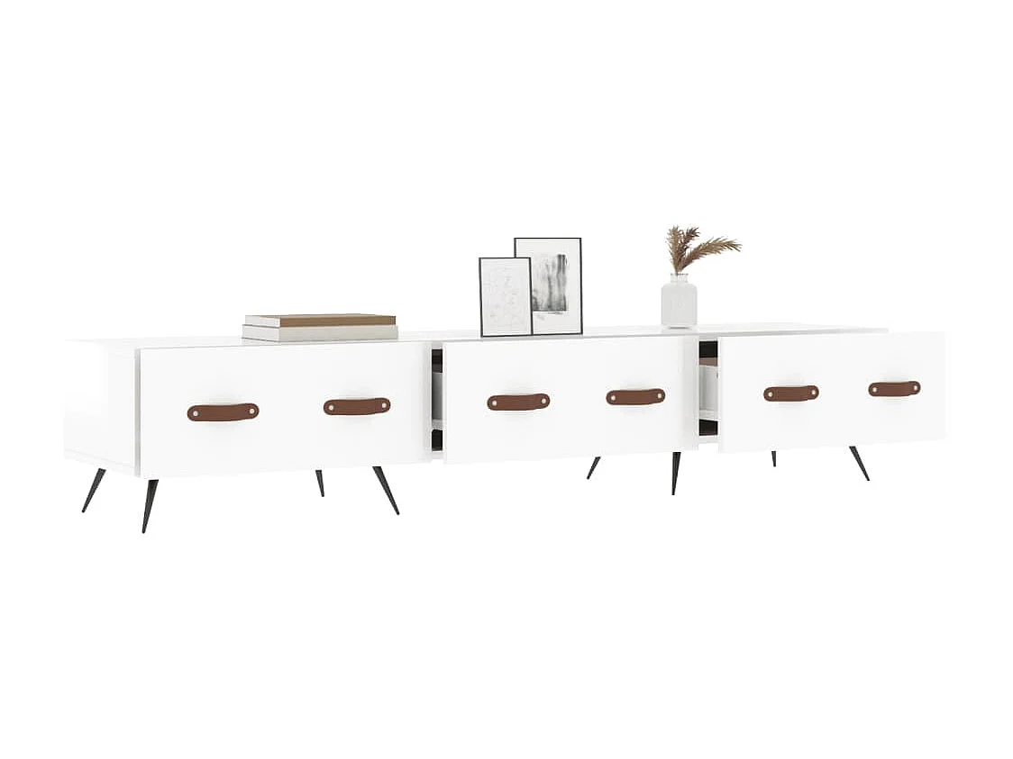 Meuble TV blanc brillant 150x36x30 cm bois d'ingénierie BE35085