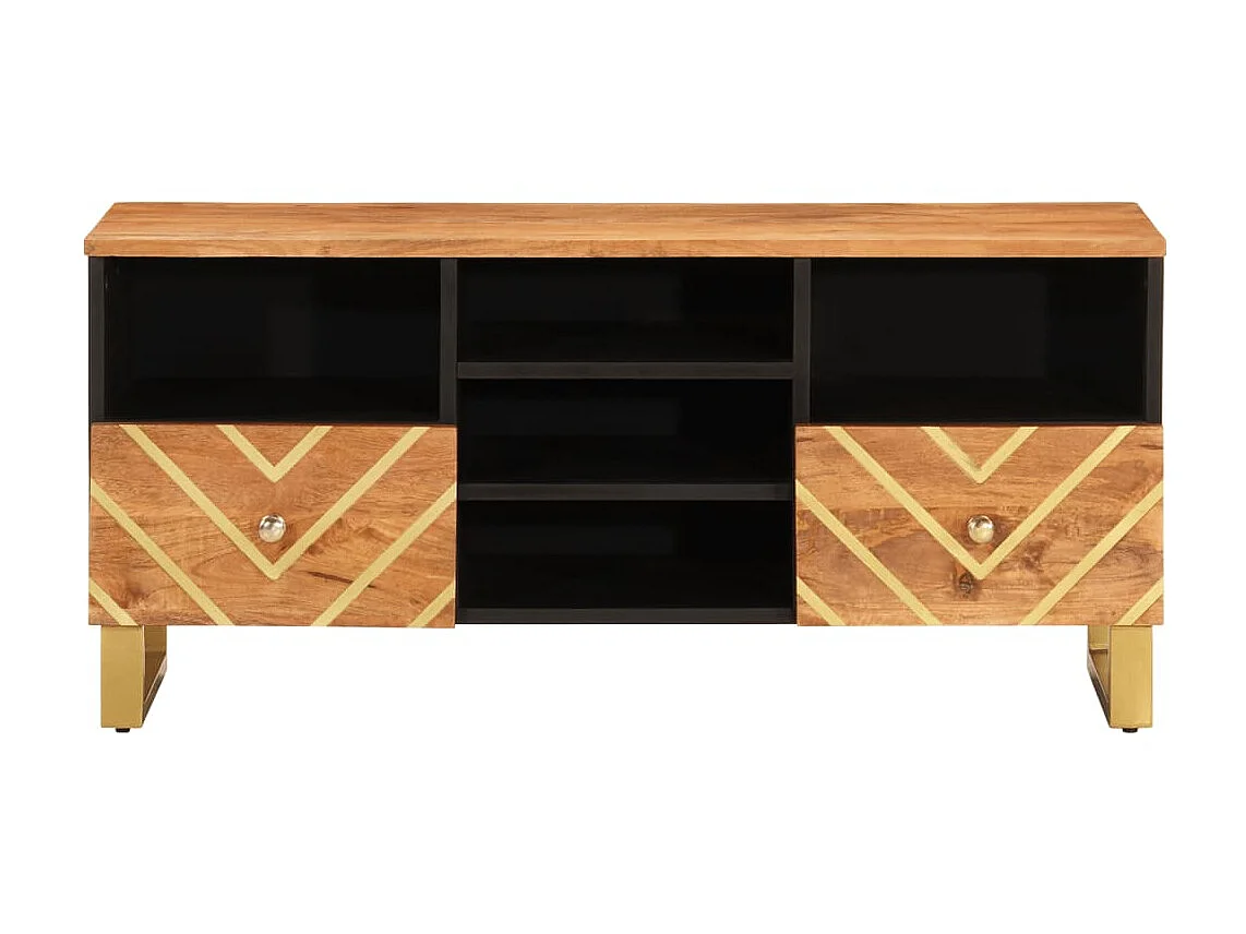 TV-Schrank,TV-Möbel Braun und Schwarz 100x33,5x46 cm Massivholz Mango -gkd942724