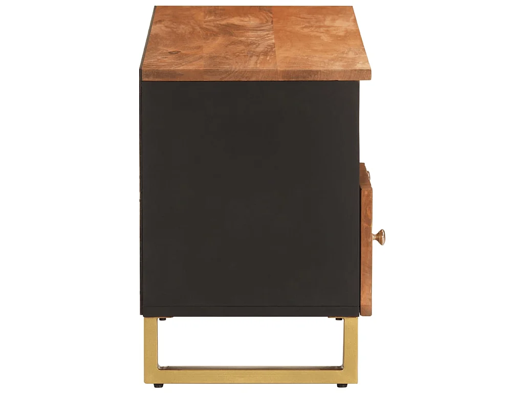 Meuble TV Moderne marron et noir 100x33,5x46 cm bois massif de manguier BE5471