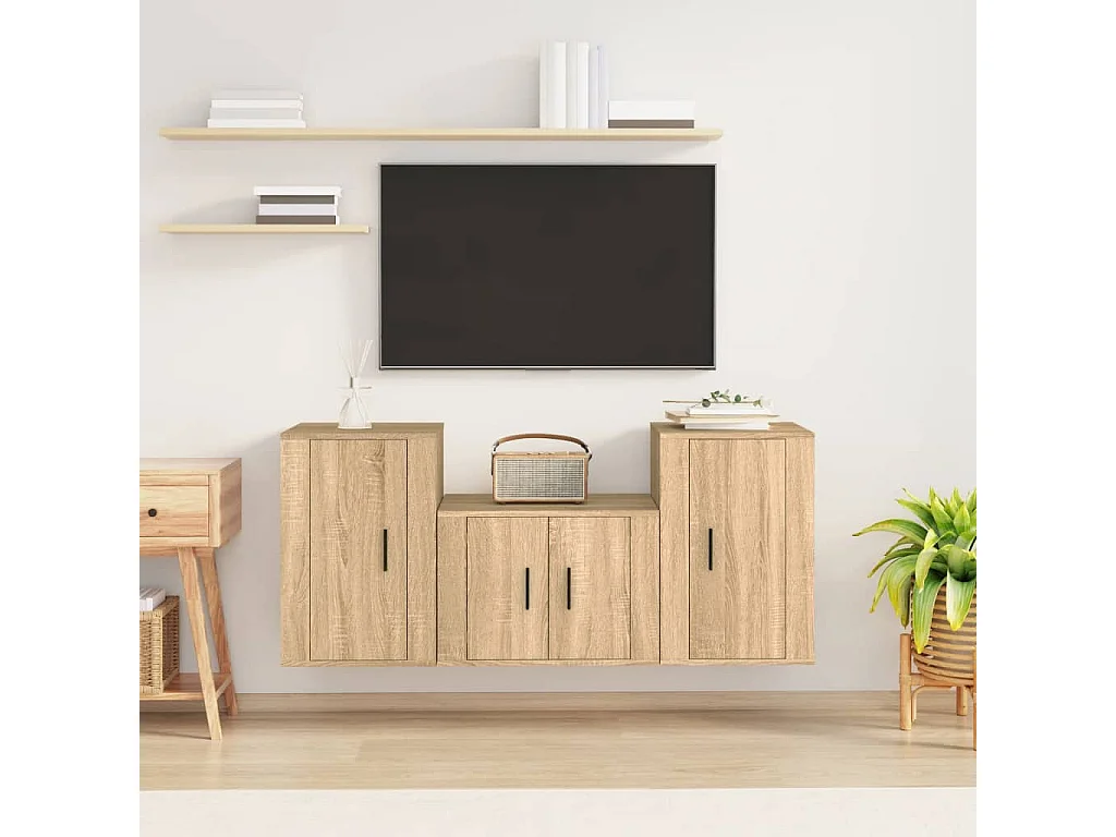Ensemble de meubles TV 3 pcs Chêne sonoma Bois d'ingénierie BE10807