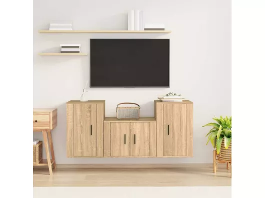 Kauf Unique 3-tlg. TV-Schrank-Set,TV-Möbel Sonoma-Eiche Holzwerkstoff -gkd463904