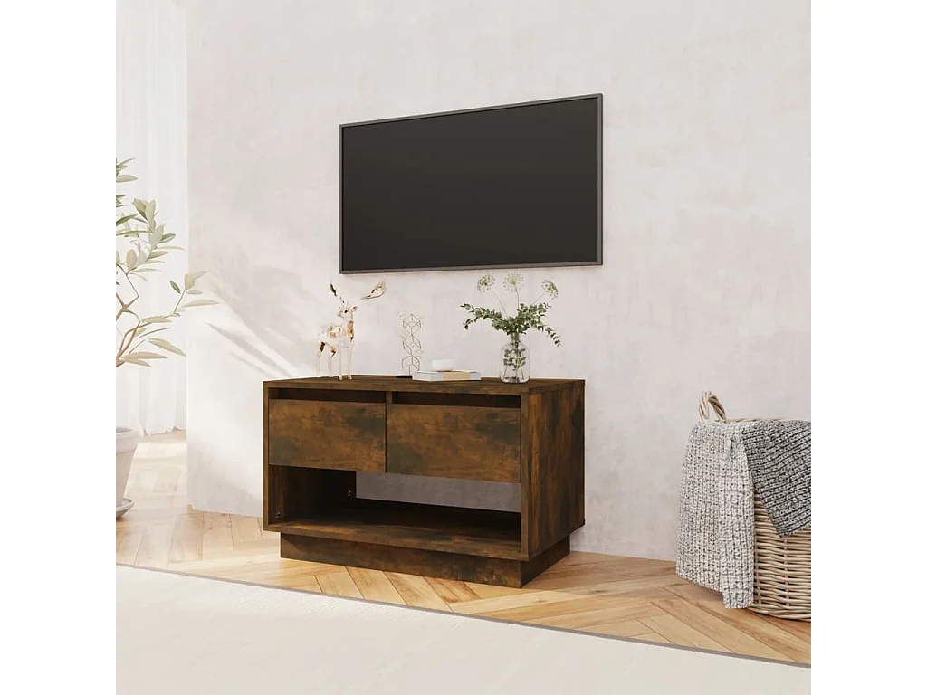 Meuble TV chêne fumé 70x41x44 cm bois d'ingénierie BE44487