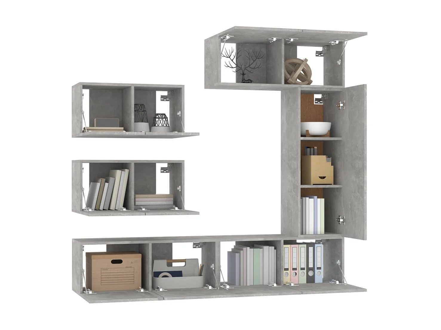 Conjunto móveis de TV 6 pcs madeira processada cinzento cimento PT350772