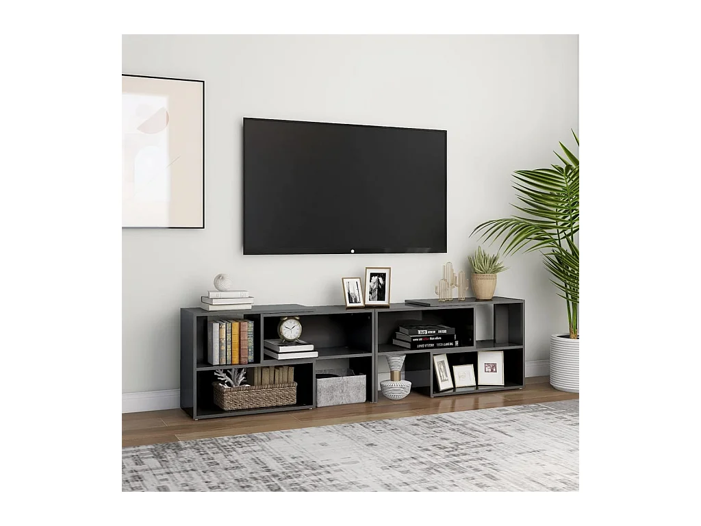 Tv-meubel 149x30x52 cm bewerkt hout hoogglans grijs NL578734