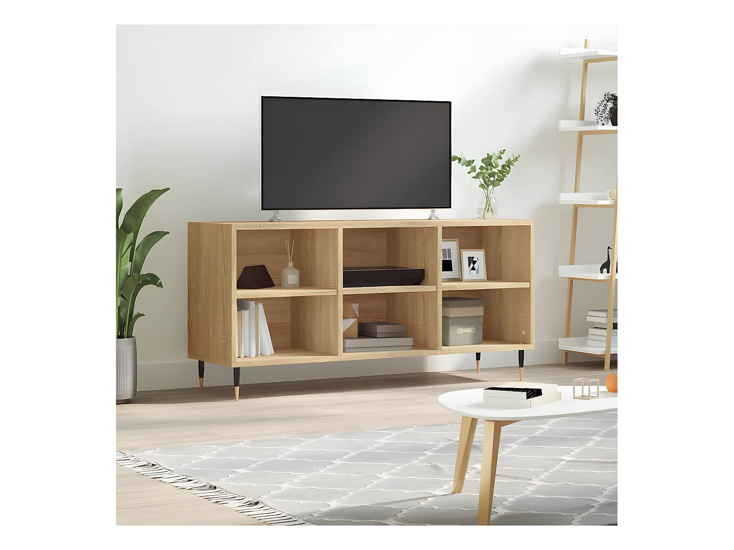 Tv-meubel 103,5x30x50 cm bewerkt hout sonoma eikenkleurig NL93732