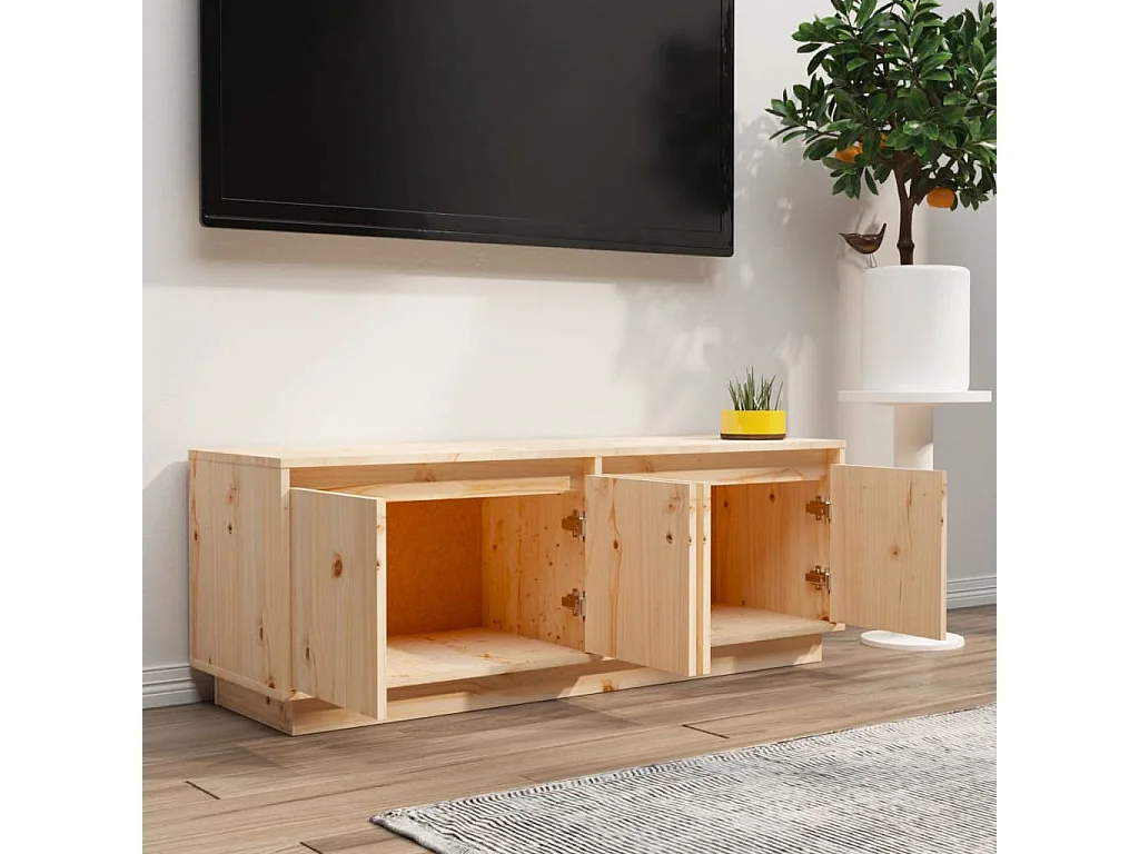 Mueble de TV de madera maciza de pino 110x34x40 cm ES11160