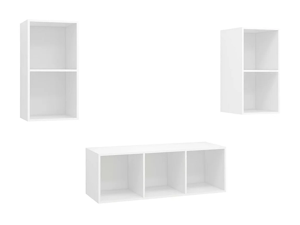 3-tlg. TV-Schrank-Set,TV-Möbel Weiß Holzwerkstoff -gkd785546