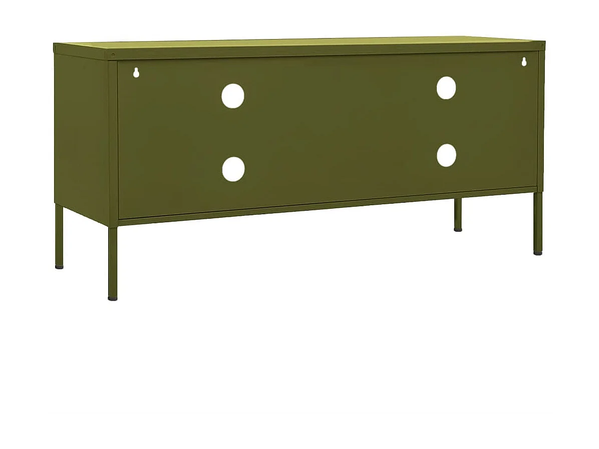 Meuble TV Vert olive 105x35x50 cm Acier BE59389