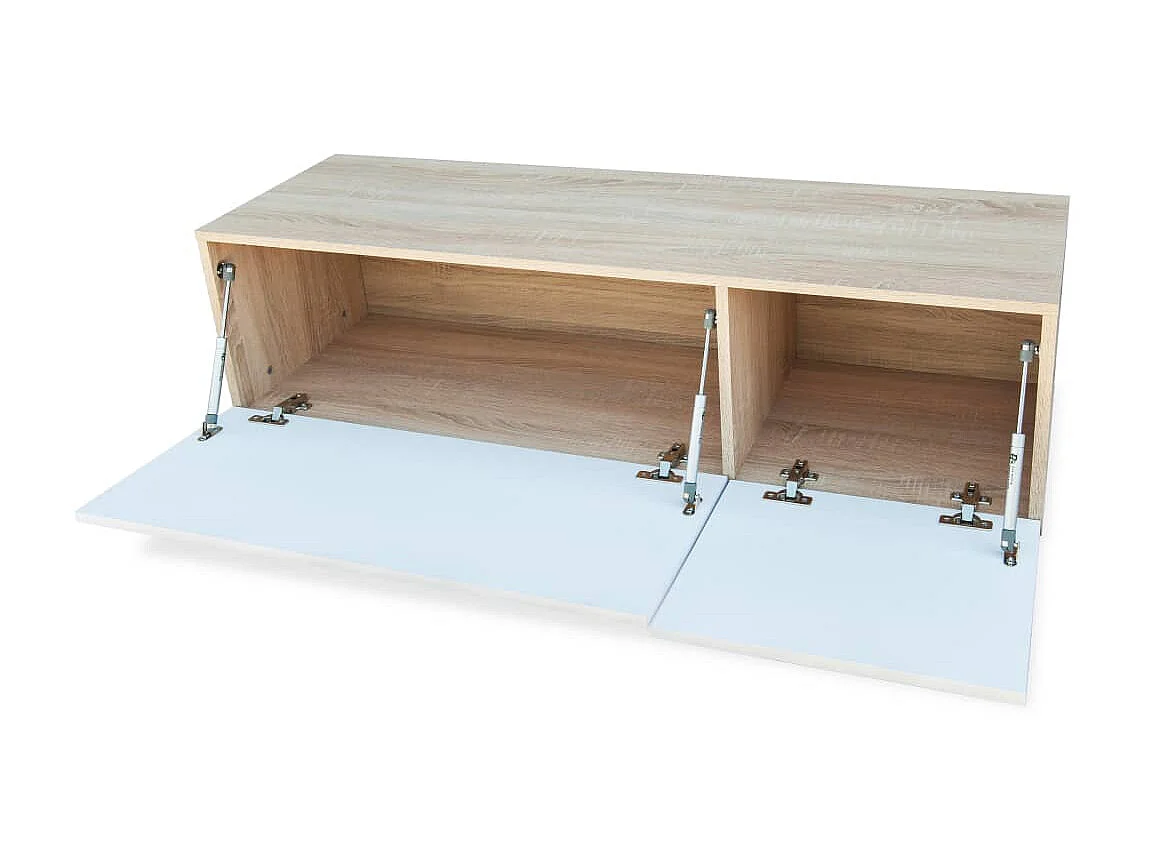 TV-Schrank,TV-Möbel Holzwerkstoff 120x40x34 cm Hochglanz-Weiß und Eiche -gkd647641