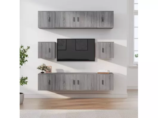 Kauf Unique 8-tlg. TV-Schrank-Set,TV-Möbel Grau Sonoma Holzwerkstoff -gkd899066