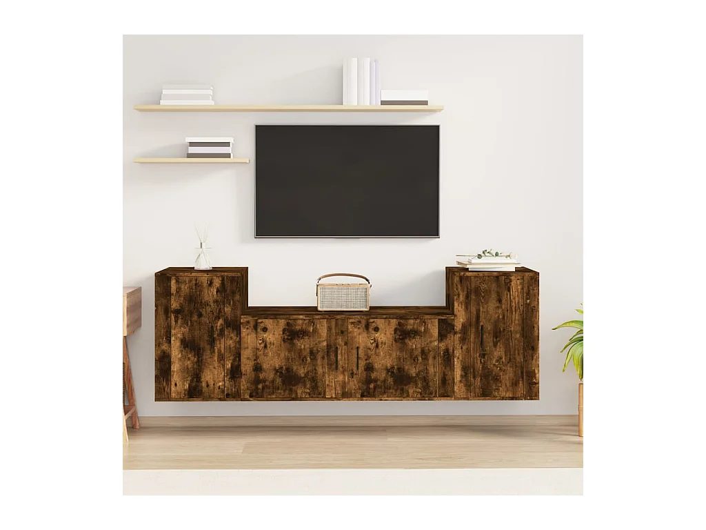 Ensemble de meubles TV 3 pcs Chêne fumé Bois d'ingénierie BE89107