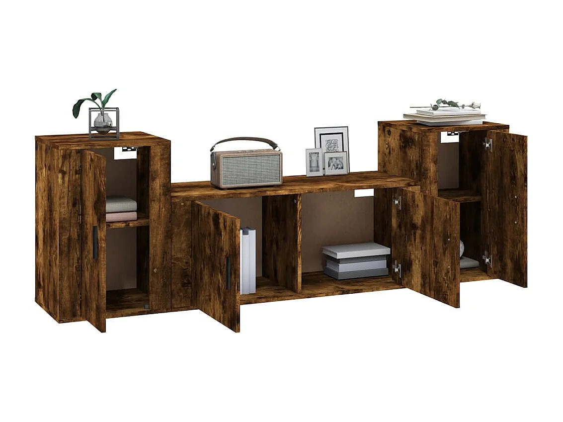Ensemble de meubles TV 3 pcs Chêne fumé Bois d'ingénierie BE89107
