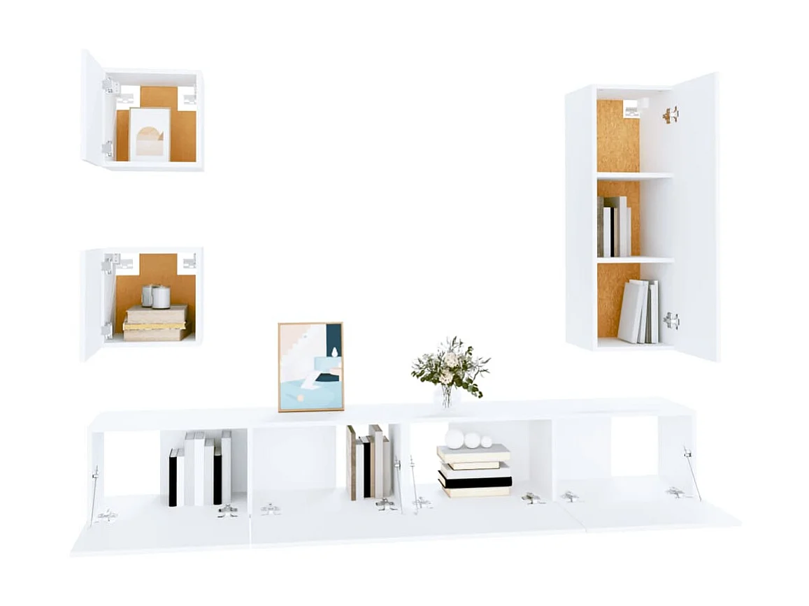 Meubles TV 5 pcs Blanc Bois d'ingénierie BE78221