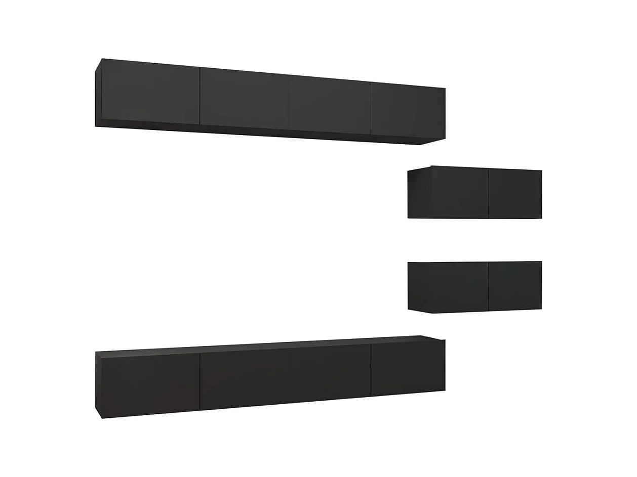 Meubles TV 6 pcs Noir Aggloméré BE24051