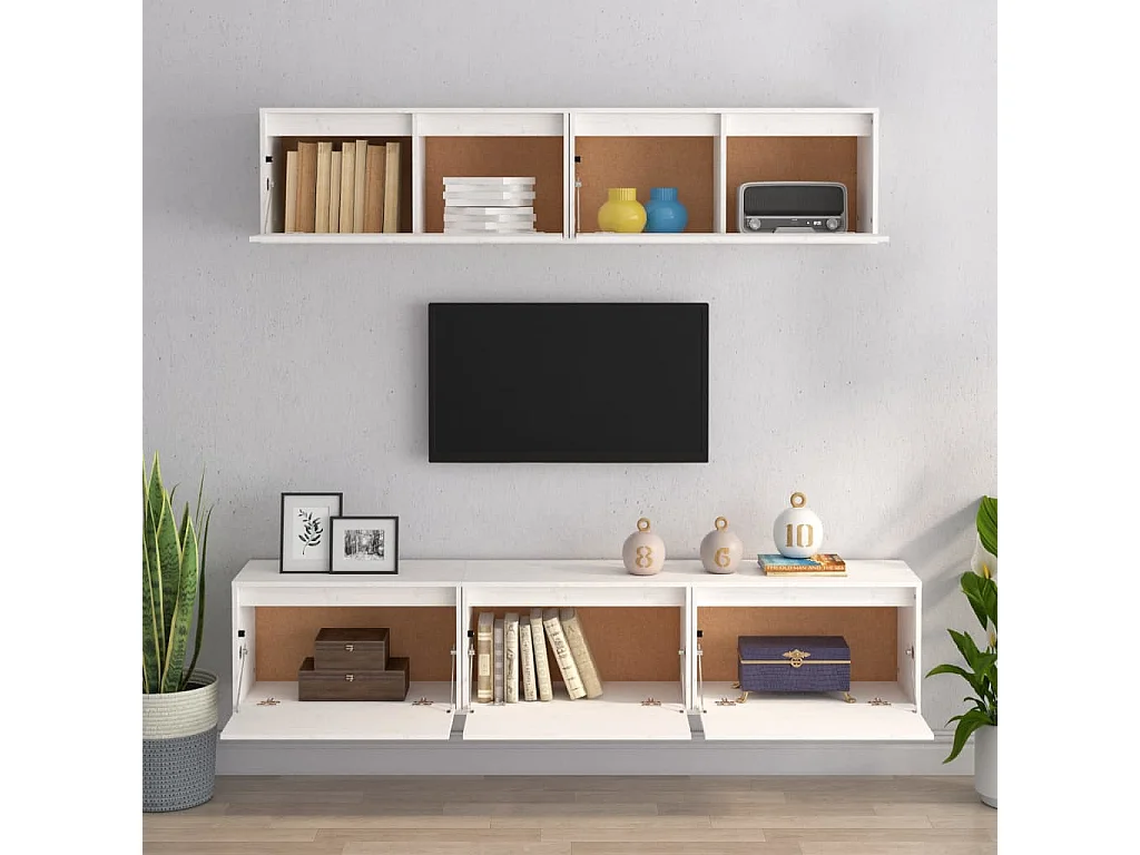 Tv-meubelen 5 st massief grenenhout wit NL863699