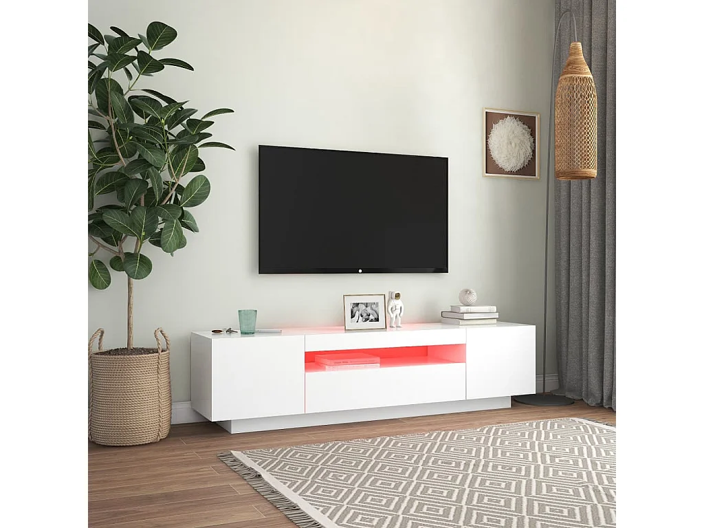 Meuble TV avec lumières LED blanc 160x35x40 cm BE47807