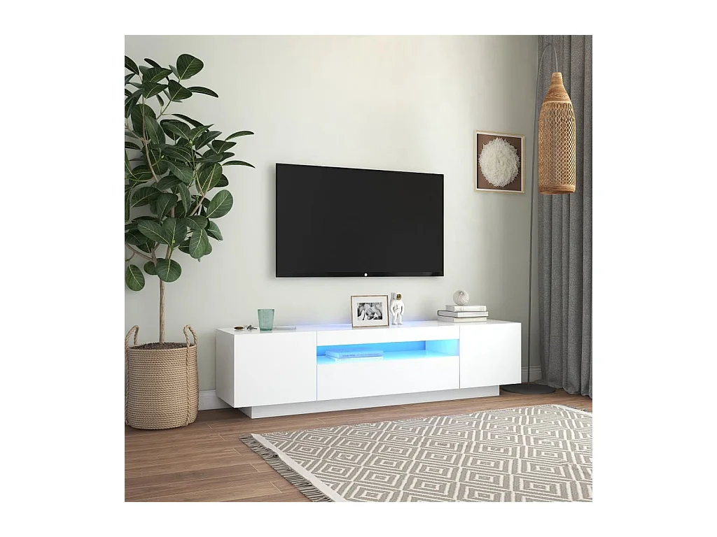 Meuble TV avec lumières LED blanc 160x35x40 cm BE47807