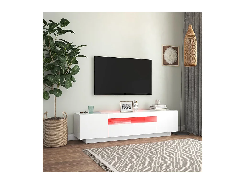 TV-Schrank,TV-Möbel mit LED-Leuchten Weiß 160x35x40 cm -gkd521803