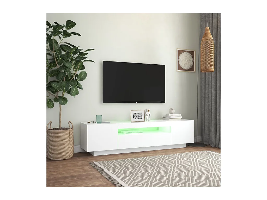 TV-Schrank,TV-Möbel mit LED-Leuchten Weiß 160x35x40 cm -gkd521803
