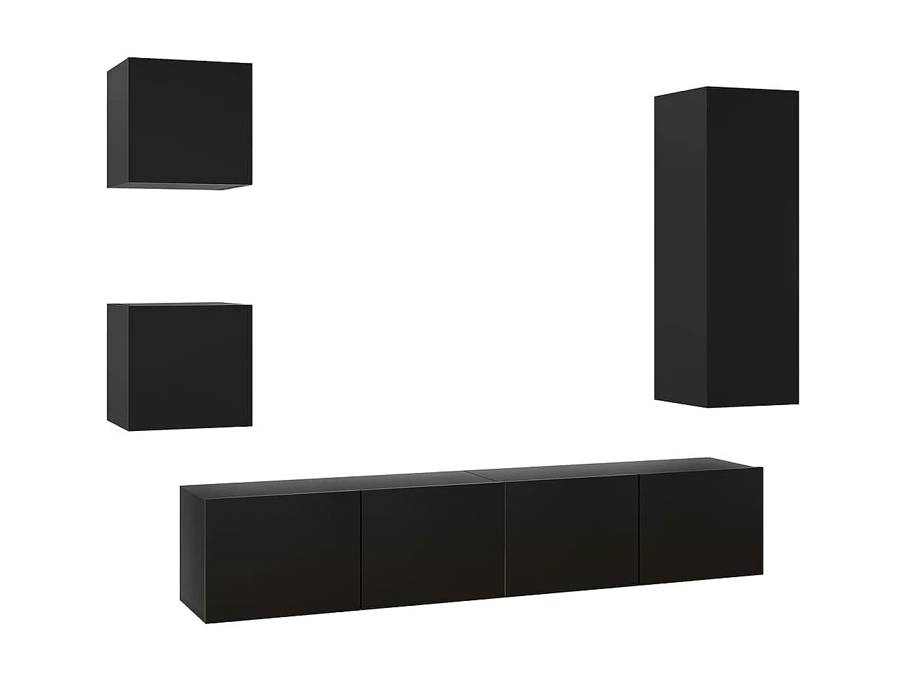 Meubles TV 5 pcs Noir Aggloméré BE31778