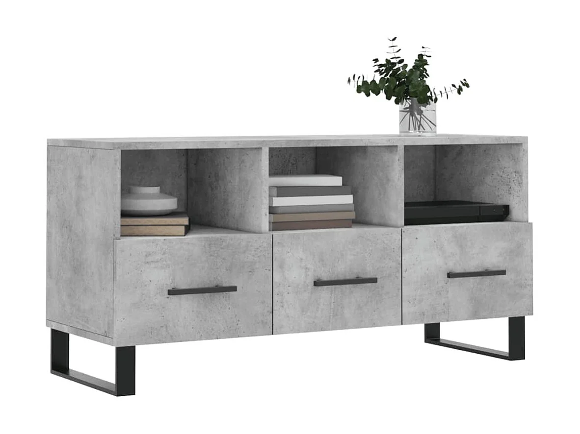 Mueble de TV madera de ingeniería gris hormigón 102x36x50 cm ES25882