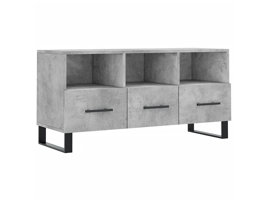Meuble TV BEis béton 102x36x50 cm bois d'ingénierie BE90441