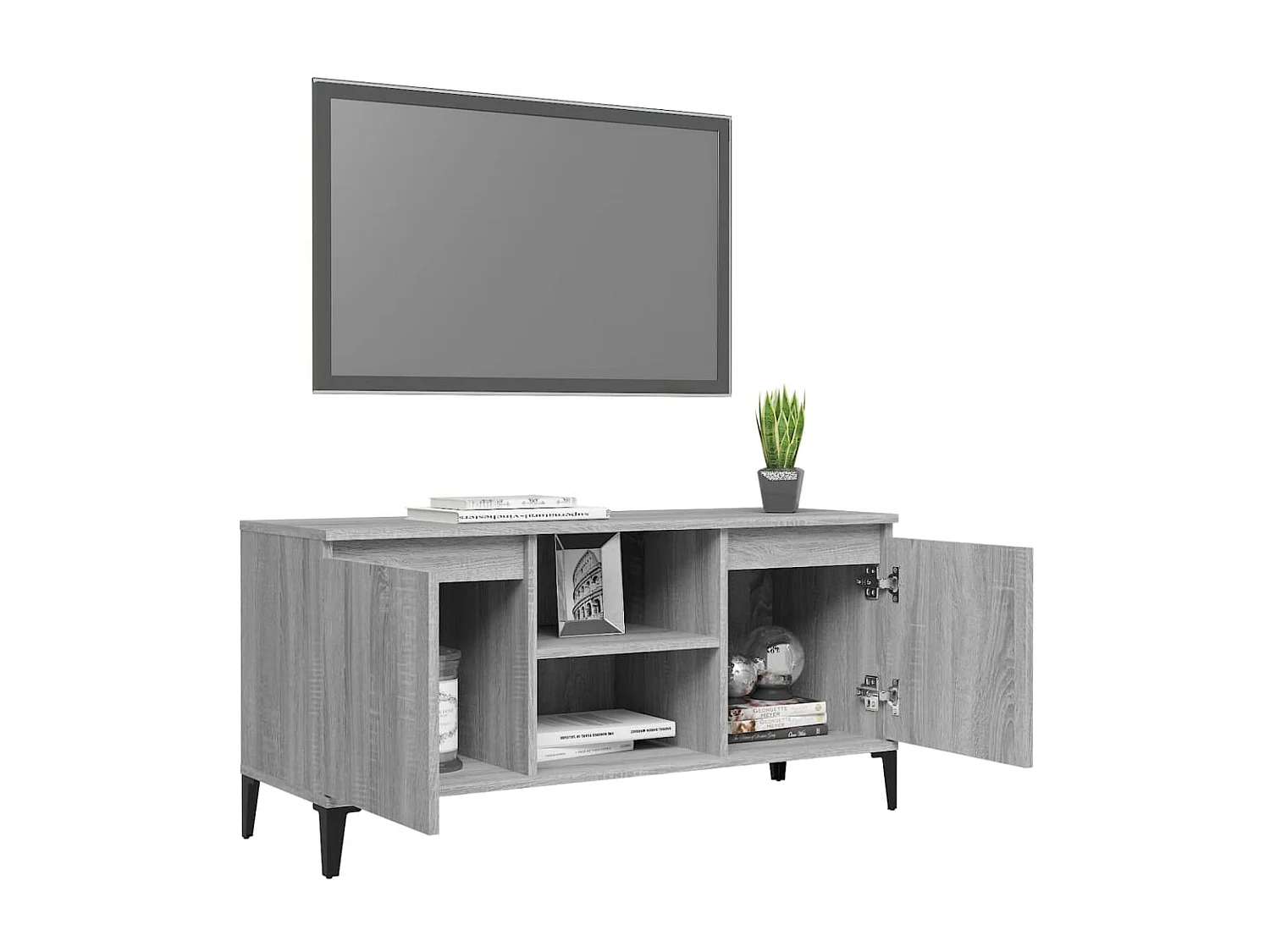 Tv-meubel met metalen poten 103,5x35x50 cm grijs sonoma eiken NL690387