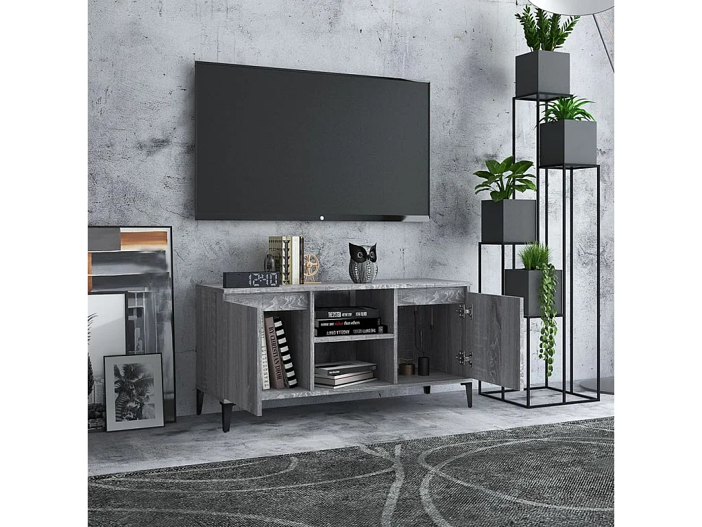 Meuble TV avec pieds en métal Sonoma gris 103,5x35x50 cm BE30130