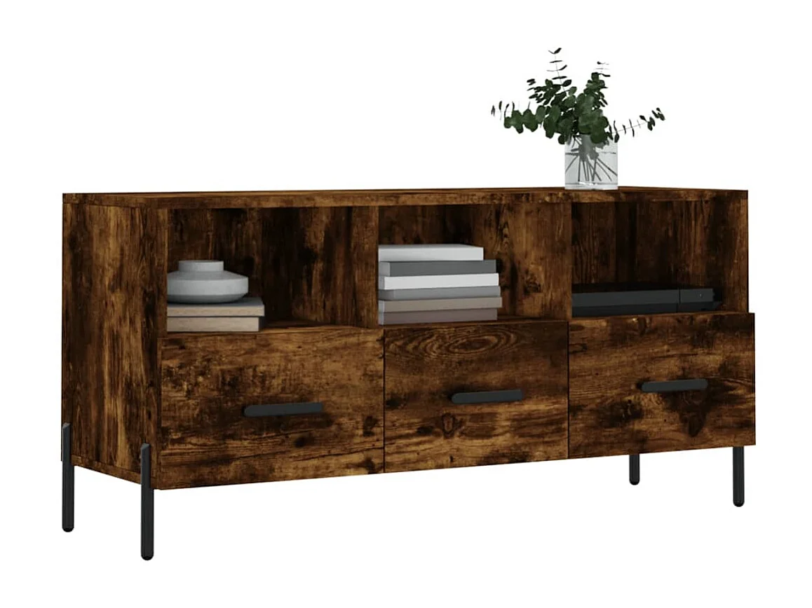 Meuble TV chêne fumé 102x36x50 cm bois d'ingénierie BE47883