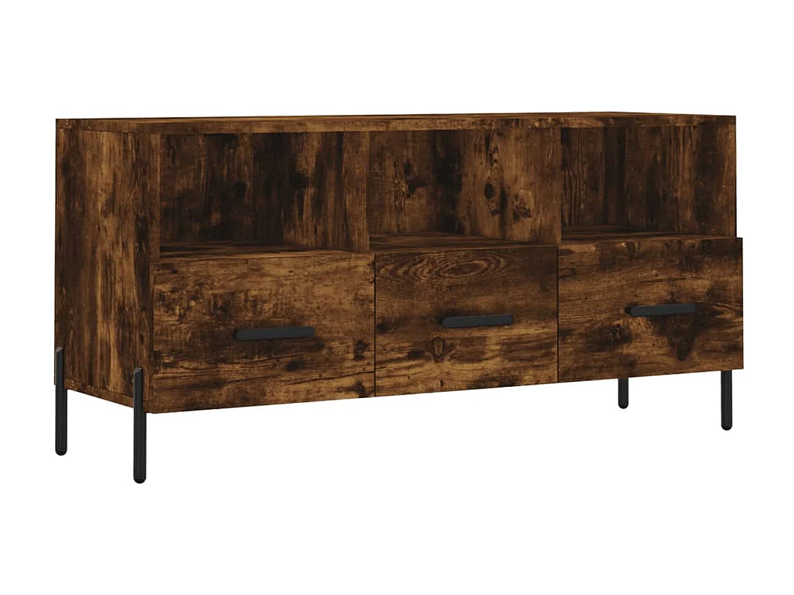 Meuble TV chêne fumé 102x36x50 cm bois d'ingénierie BE47883