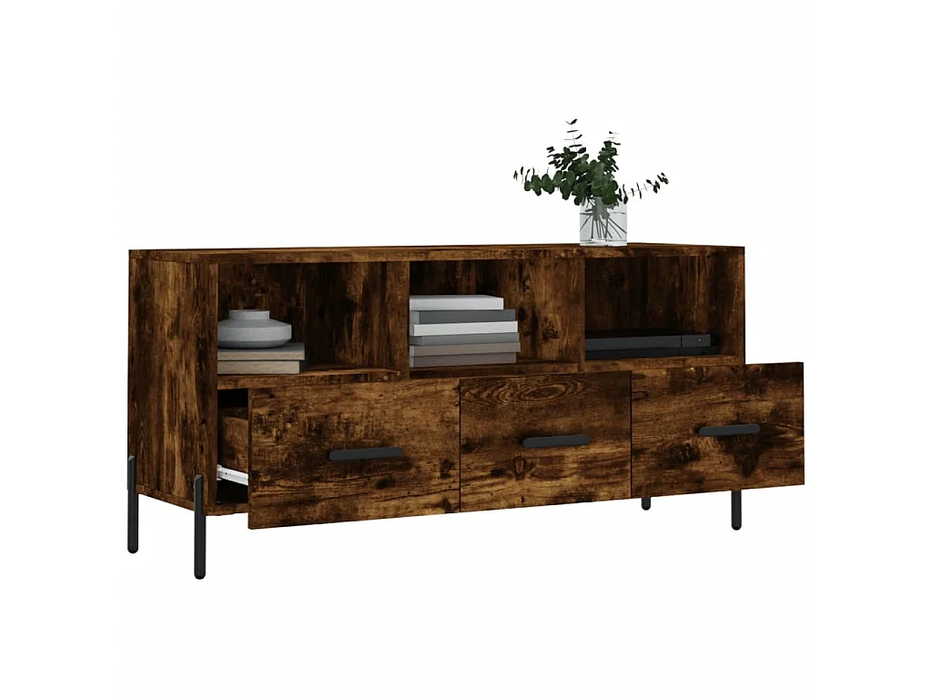 Meuble TV chêne fumé 102x36x50 cm bois d'ingénierie BE47883