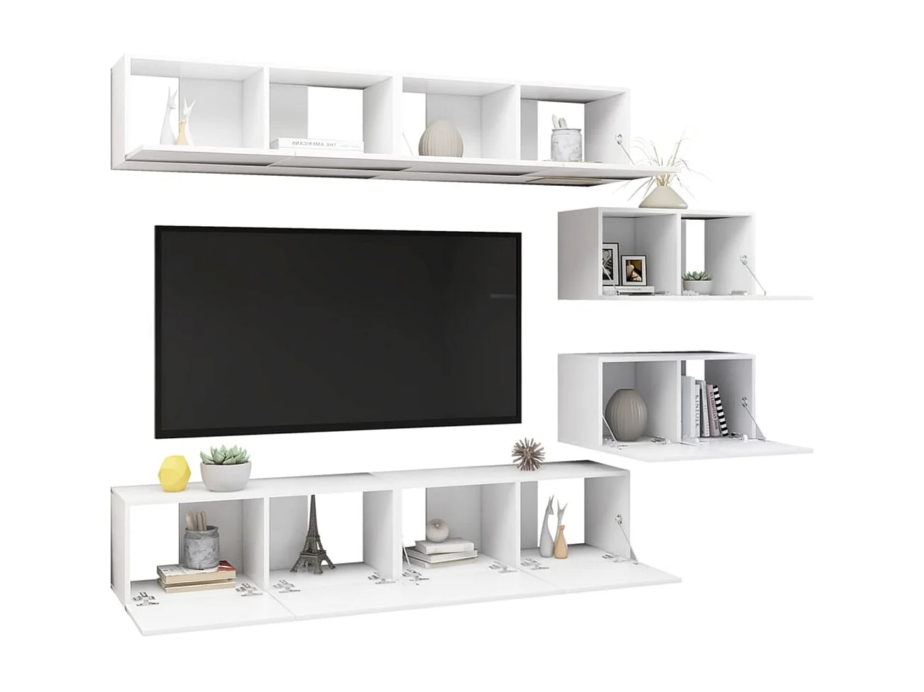 6-delige Tv-meubelset spaanplaat wit NL595341