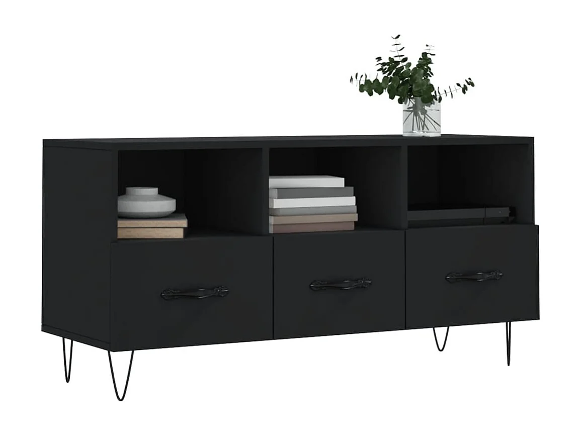 Meuble TV noir 102x36x50 cm bois d'ingénierie BE86841