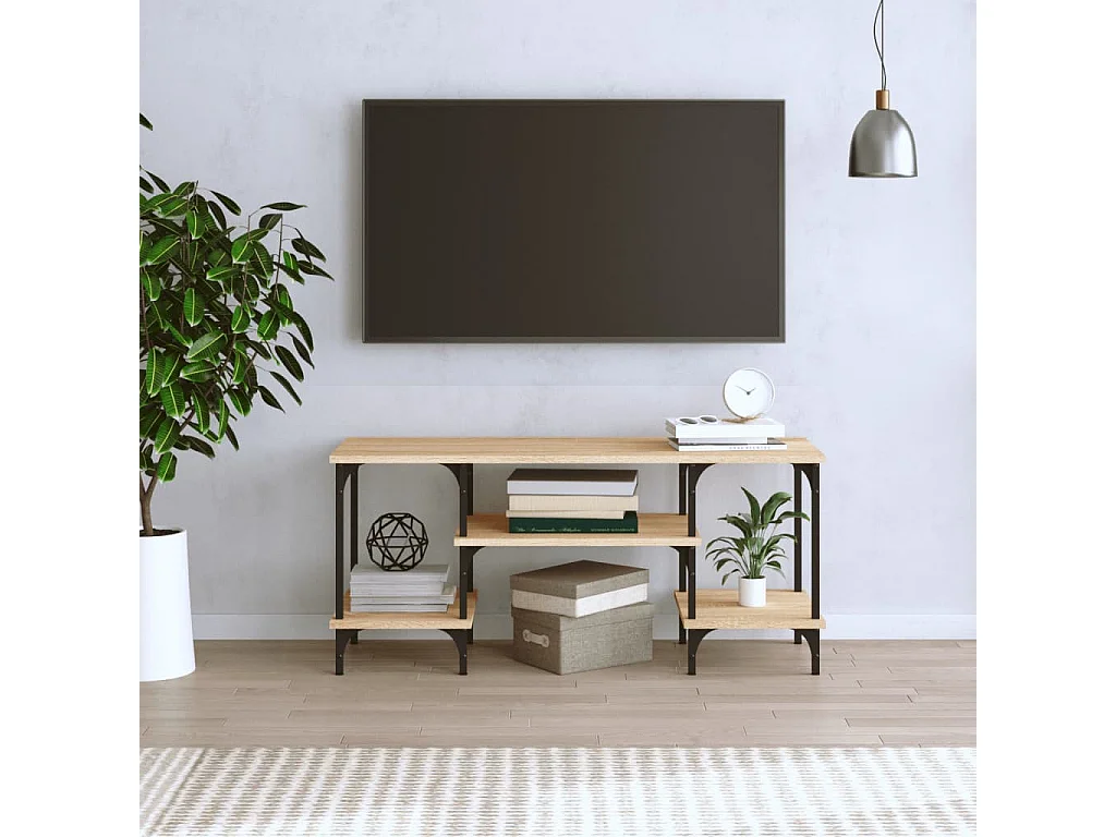 Mueble de TV madera contrachapada roble Sonoma 102x35x45,5 cm ES91561