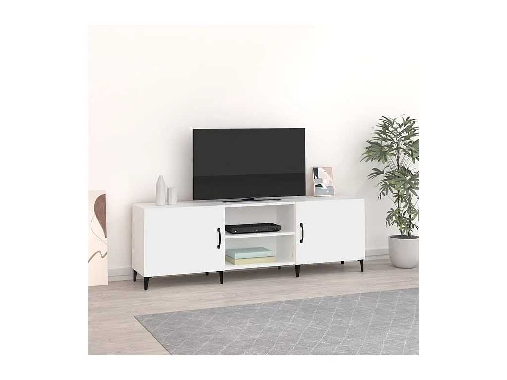 Meuble TV Blanc 150x30x50 cm Bois d'ingénierie BE43990