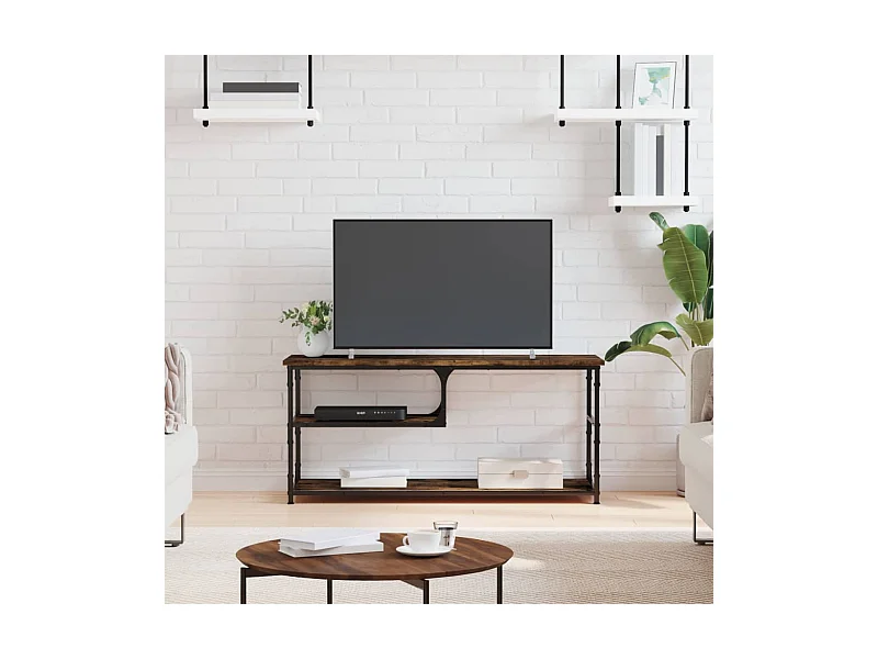 TV-Schrank,TV-Möbel Räuchereiche 103x38x46,5 cm Holzwerkstoff und Stahl -gkd194425