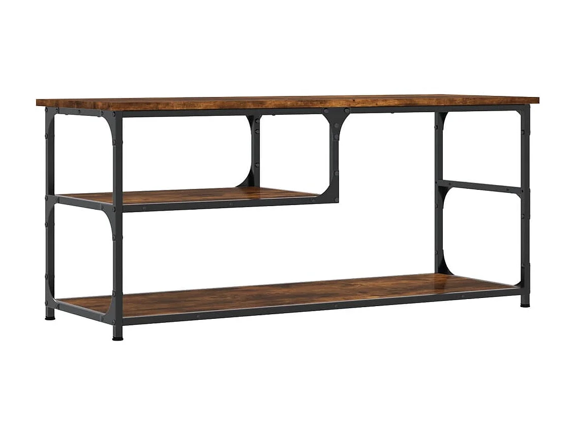 Meuble TV chêne fumé 103x38x46,5 cm bois d'ingénierie et acier BE85060