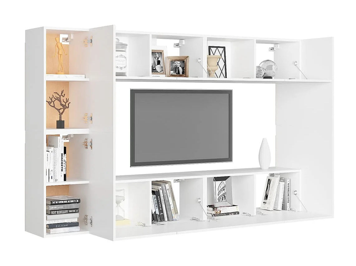 Set de Muebles para TV TV 8 piezas madera de ingeniería blanco ES73923