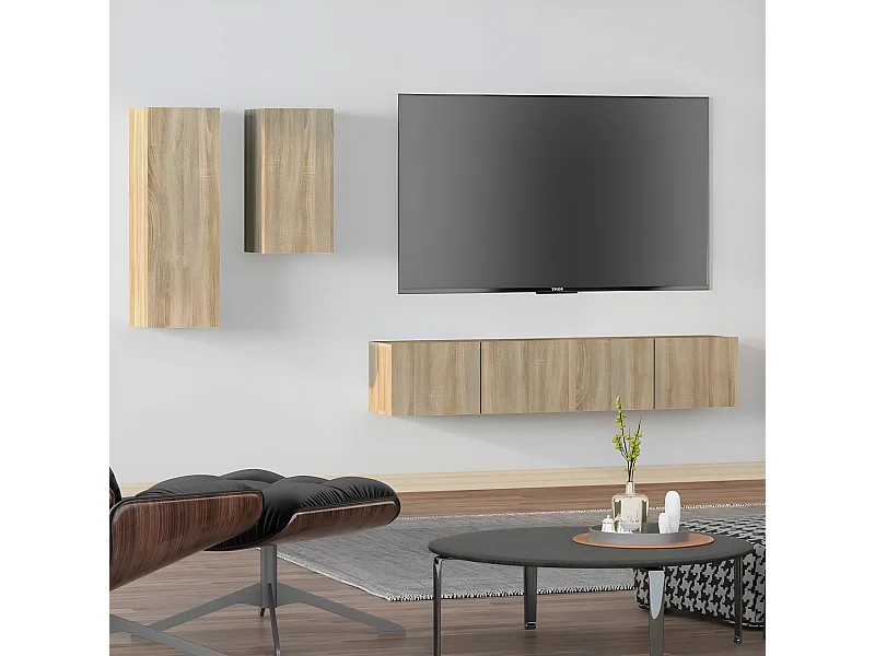 Ensemble de meubles TV 4 pcs Chêne sonoma Bois d'ingénierie BE23803