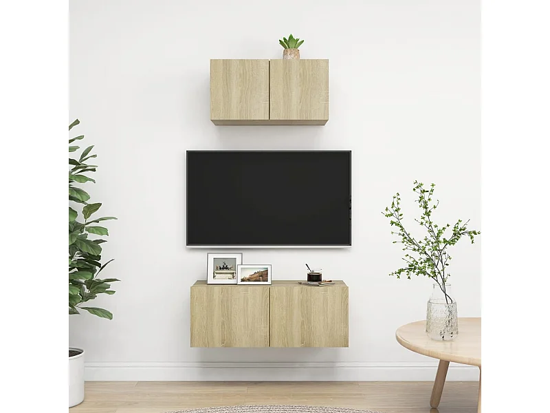 2-delige Tv-meubelset bewerkt hout sonoma eikenkleurig NL30155