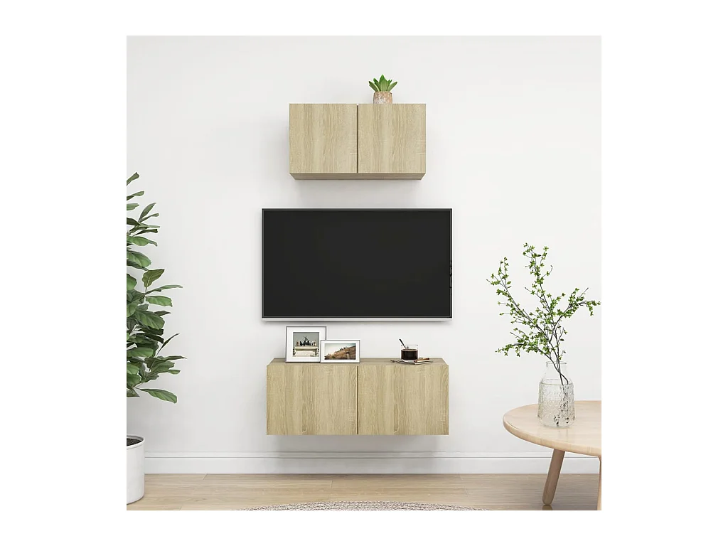2-delige Tv-meubelset bewerkt hout sonoma eikenkleurig NL30155
