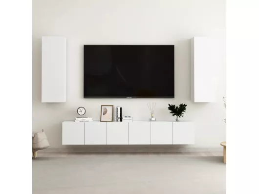 Kauf Unique 5-tlg. TV-Schrank-Set,TV-Möbel Hochglanz-Weiß Holzwerkstoff -gkd133861