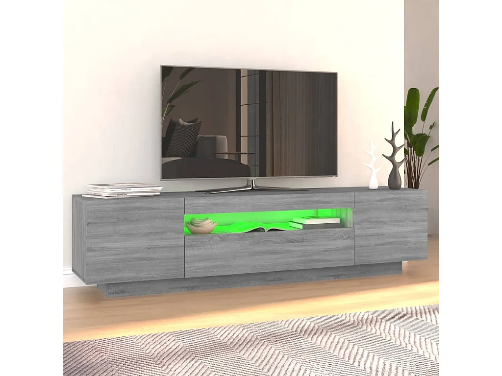 TV-Schrank,TV-Möbel mit LED-Leuchten Grau Sonoma 160x35x40 cm -gkd993989