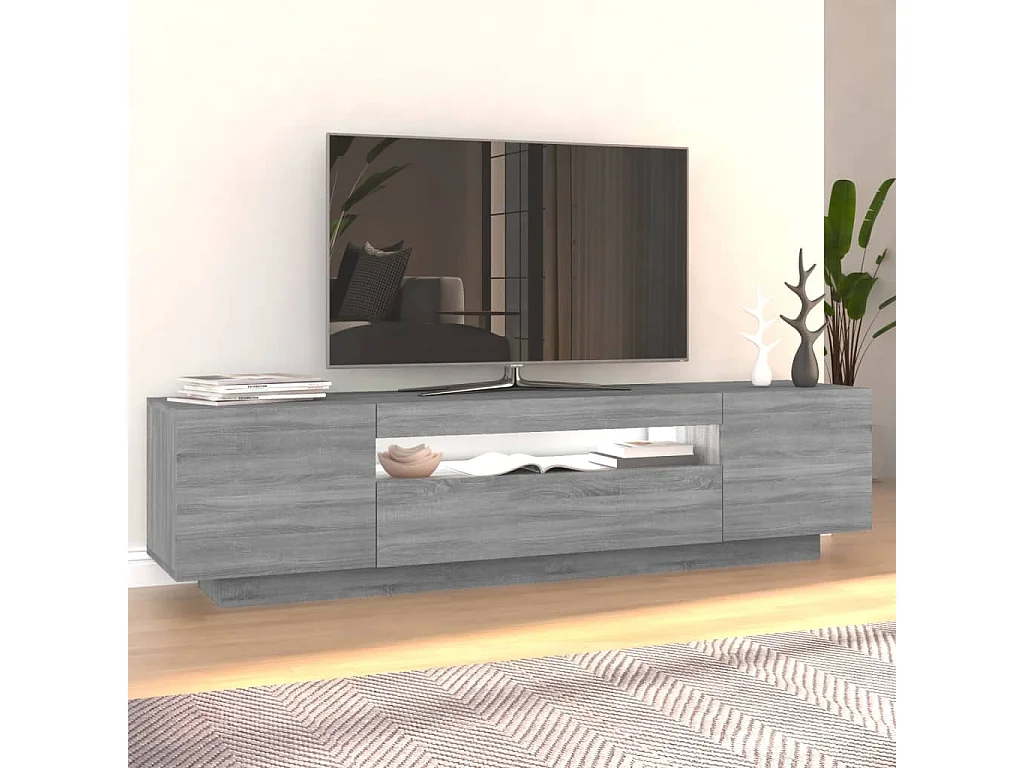 TV-Schrank,TV-Möbel mit LED-Leuchten Grau Sonoma 160x35x40 cm -gkd993989