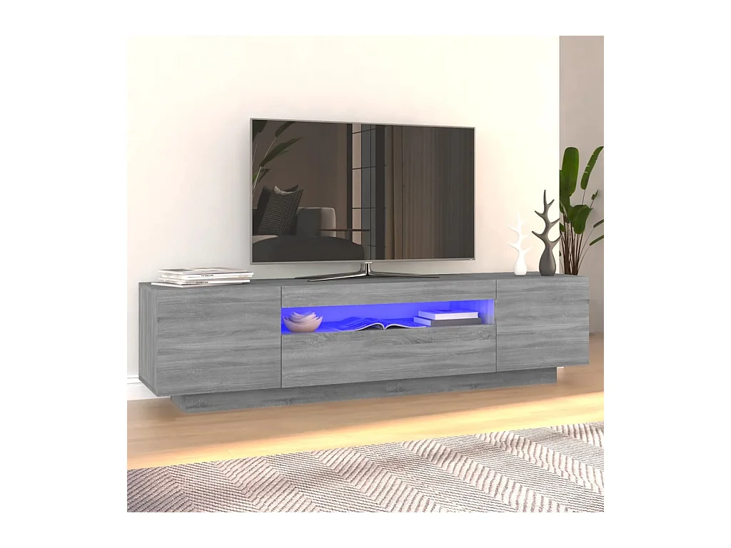 Meuble TV avec lumières LED Sonoma gris 160x35x40 cm BE70490